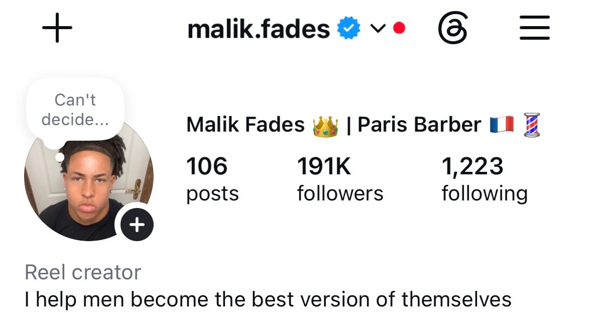 Instagram profile at 191K followers — After running it